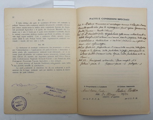 Patto colonico fascista per la provincia di Macerata agricoltori 1926 -3168 - Imagen 3 de 4