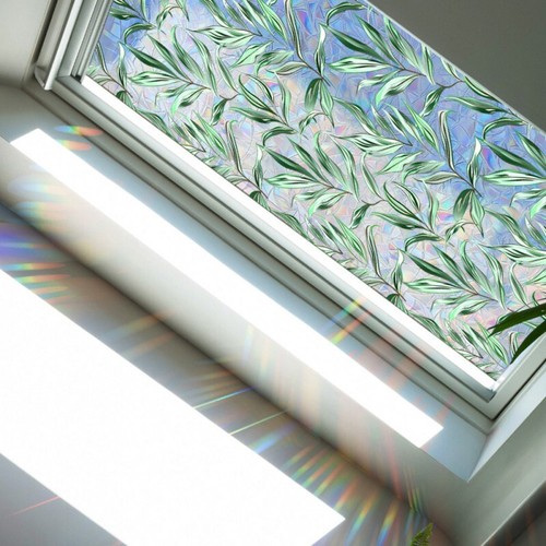 Static Cling Window Film Rainbow Stained Glass Film Decorative Floral Vine Print - Picture 46 of 63