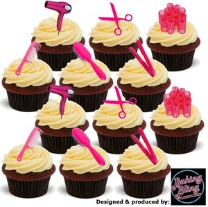Novelty Hairdressing Pink Mix 36 Party Pack Edible Cake Toppers Image Is Loading Novelty Hairdressing Pink Mix 36 Party Pack Edible