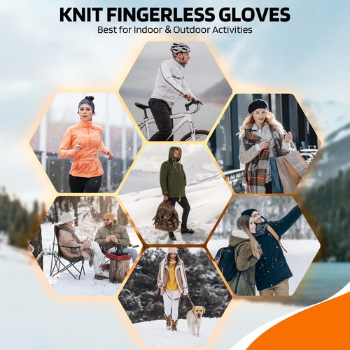 4 Paar Fingerlose Handschuhe Winter Halbfinger Strickhandschuhe für Herren Damen - Bild 2 von 6