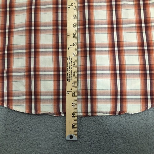 Wrangler Shirt Mens 2XL Orange Plaid Western Pearl Snap Long Sleeve Rodeo Cowboy - Picture 8 of 8