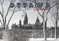 Chrome Canada Postcard Ottawa Parliament Hill in Winter