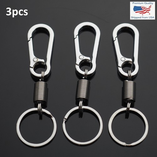 3 Stck. Herren & Frauen Federgürtel EDC Karabiner Clip Schlüsselanhänger Schlüsselring Halter - Silber - Bild 1 von 3
