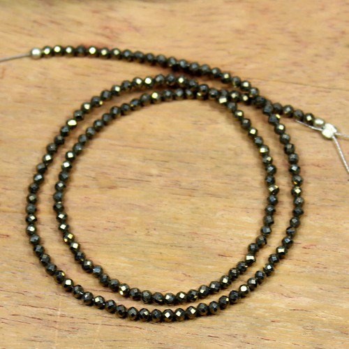 Pyrite Golden Coated Faceted Beads 13 inch Briolette Natural Loose Gemstone - Picture 3 of 3