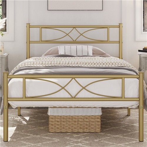 Twin/Full/Queen Bed Frame Platform with Curved Design Headboard Home Furniture - Picture 3 of 36