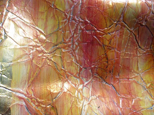 Goatskin leather hide Bright Metallic Multicolored Vintage Brush Strokes Print - Picture 7 of 9