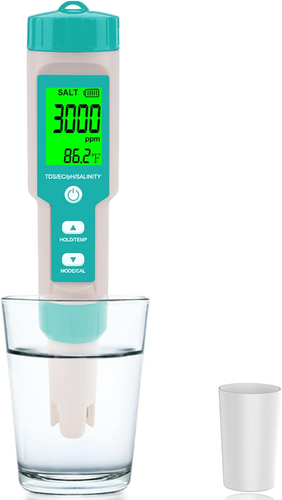 Aquarium Salt Tester -Pool Salt Tester, Versatile 5 In1 Salinity, PH, TDS, EC, a - Picture 10 of 12