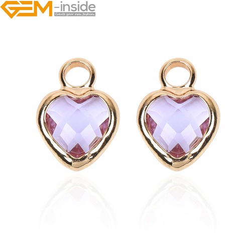 Jewelry Charm Findings Birthday Stone Faceted Crystal Gold Plated Pendant 10pcs - Picture 36 of 66