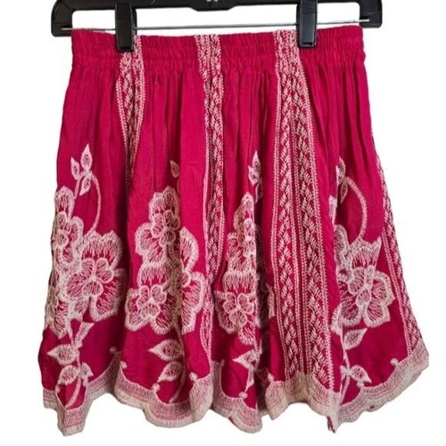 Solitaire Women's Boho Embroidered Top & Skirt Set Small Red White - Bild 6 von 16