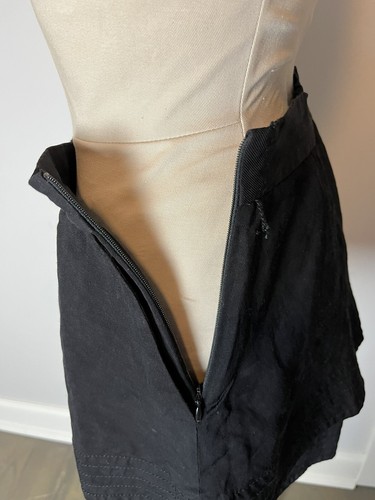 Maje Skirt 40 Black Linen Blend Skort Hidden Side Zip Fit Flare Pockets - Picture 8 of 13