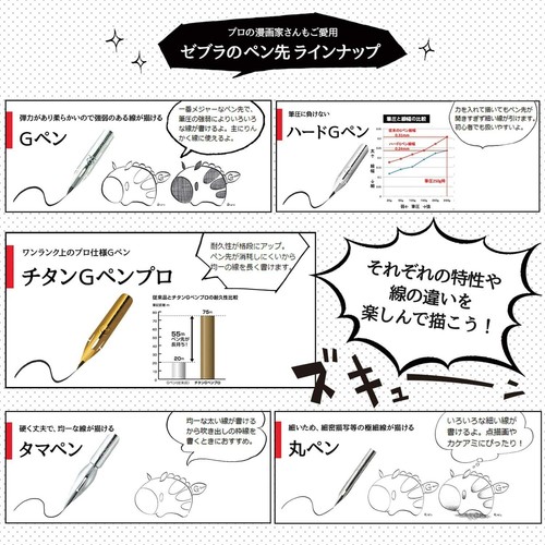 (2,5,10,20 Stck.) Zebra Comic G Stift Feder Typ Profi Titan Chrom PG-7B-C-K - Bild 4 von 42