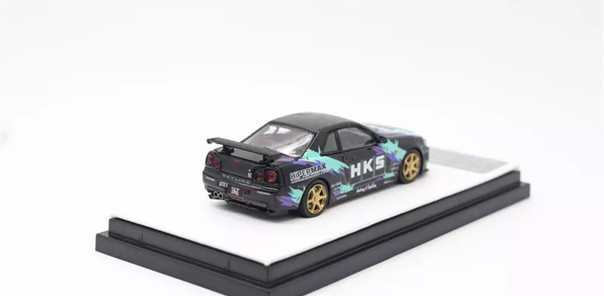 NISSAN SKYLINE GT-R R34 HKS LIVERY HOOD & TRUNK OPENS 1/64