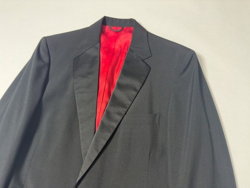 1980s Mens Black Wool Tuxedo Jacket Size 42 X-Long Vintage Formal Wedding Retro - Picture 4 of 7