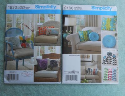 Simplicity Pillow Patterns 1933 2160 New Uncut Factory Folds