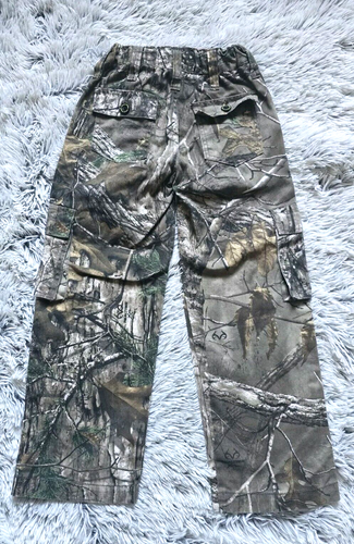 REALTREE Camo / Camouflage Unisex Kids Elastic Waist Cargo Pant SZ 6/7 Small - Picture 7 of 9