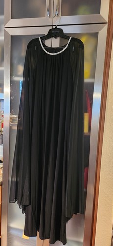 R&M Richards 18W Vestido Negro con Capa Adjunta FIESTA, NOCHE, BODA 60"" Largo
