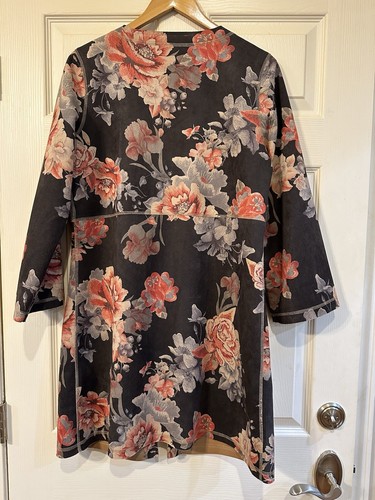 Anthropologie Solitaire Floral Faux Suede Open Front Cardigan Jacket S - Picture 2 of 9