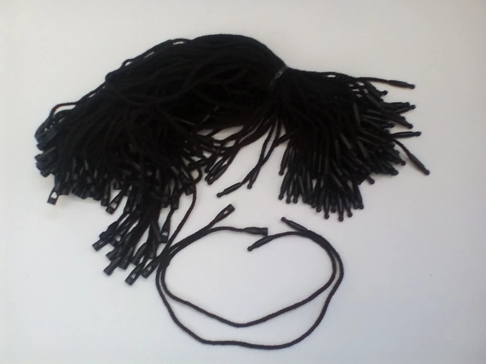 50 x Black Hang Tag String with Snap Lock to Attach Clothing Labels