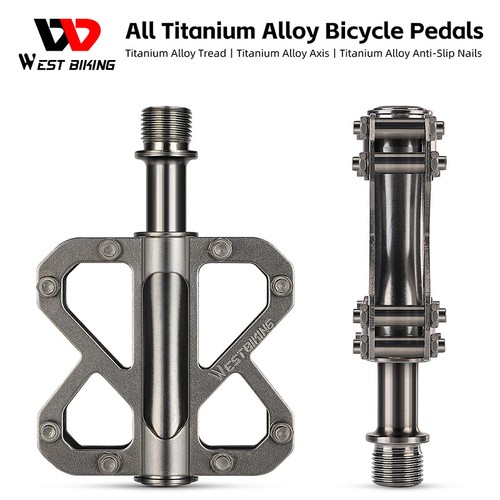 WEST BIKING Lightweight All Titanium Alloy Bicycle Pedals 3 Bearings Bike Pedals - Picture 4 of 17
