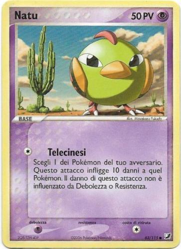 POKEMON NATU 63/115 EX UNSEEN FORCES COMUNE THE REAL_DEAL SHOP - Foto 1 di 1