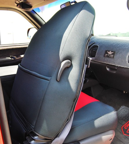 DODGE RAM 1500 2500 3500 1998-2002 BLACK/GREY VINYL CUSTOM FRONT SEAT COVERS - Picture 3 of 6