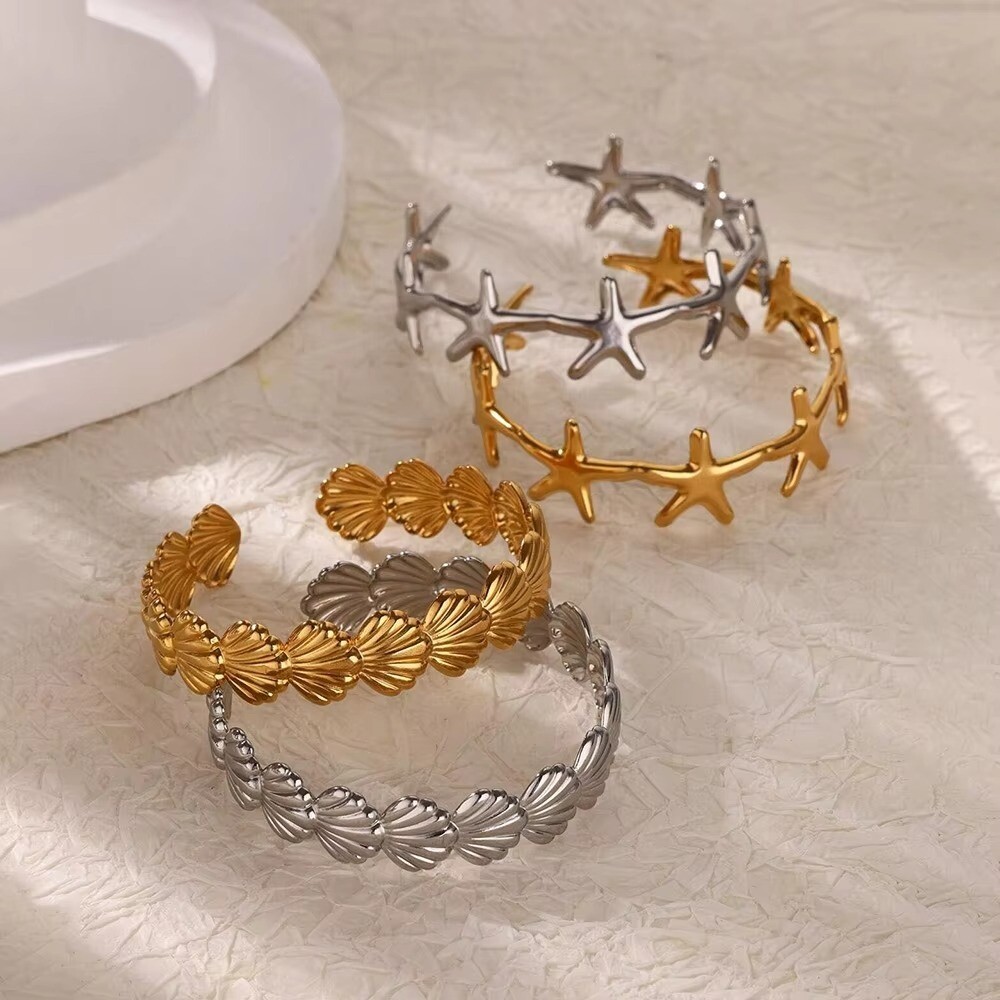 Gold Silber Farbe Manschettenarmband Edelstahl Handgele…