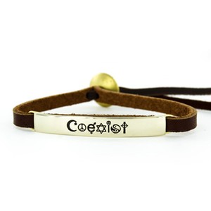 Leather Cuff Bracelet Quote Jewelry Word Coexist Adjule Brown Image Is Loading Leather Cuff Bracelet Quote Jewelry Word Coexist Adjule