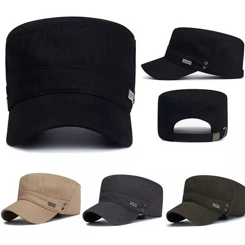 Cappello cadetto piatto militare esercito, berretto regolabile cotone militare lavato - Foto 3 di 14