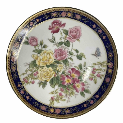VTG Hand Painted Dish Floral Rose Butterfly Japan Gold Border Chinoiserie Small - Picture 2 of 10