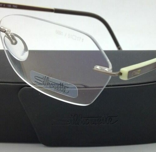 New SILHOUETTE Eyeglasses ZENLIGHT 6691 6054 51-17 Brown & White w/ Clear lenses - Picture 7 of 12