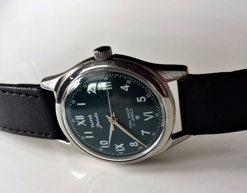Ideal Gift. Stunning Phthalo Green HMT JANATA Vintage Military Style Wristwatch.