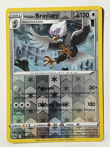 Hisuian Braviary 132/189 Reverse Holo Rare Astral Radiance Pokemon - Picture 3 of 12