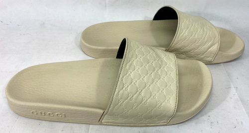 Gucci Microguccissima weiche elfenbeinfarbene Herrensandalen 567115 - Größe US 9G/EUR 41 - Bild 7 von 13