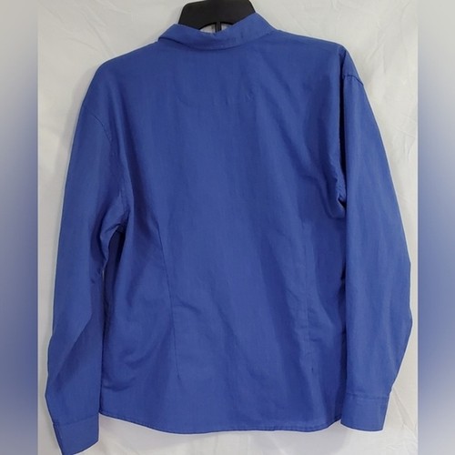 Women's Long Sleeve Stain Resistant Oxford Shirt French Blue Size L - Picture 2 of 2