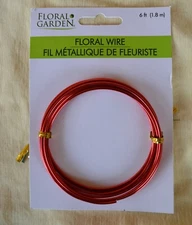 1 New Pkge Floral Garden brand Red Floral Wire 6ft 1.8m Crafts