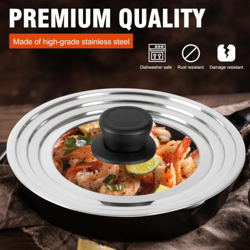Universal Lid for Pots and Pans Skillets, Stainless Steel Pan Cover Fits 6-7-8 I - Picture 4 of 12