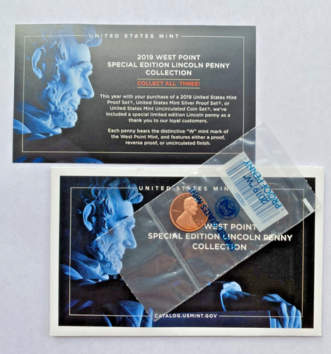 2019 West Point Special Edition Lincoln Penny One Cent Proof Envelope & COA
