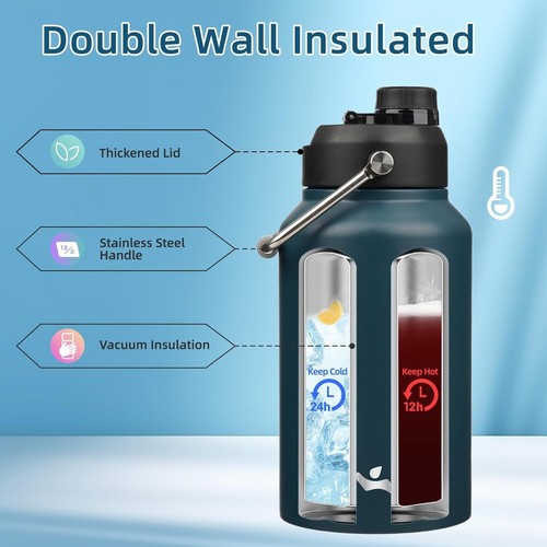 Large Capacity 87 oz Insulated Water Bottle - Ideal for Gym & Outdoor Use - Picture 5 of 9