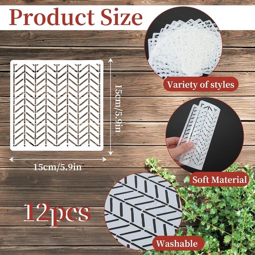 8 Pcs Stencils for Crafts Reusable, Texture Stencils for Painting, Layering 5.9" - Picture 4 of 8