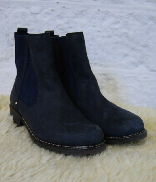 navy blue leather ankle boots uk