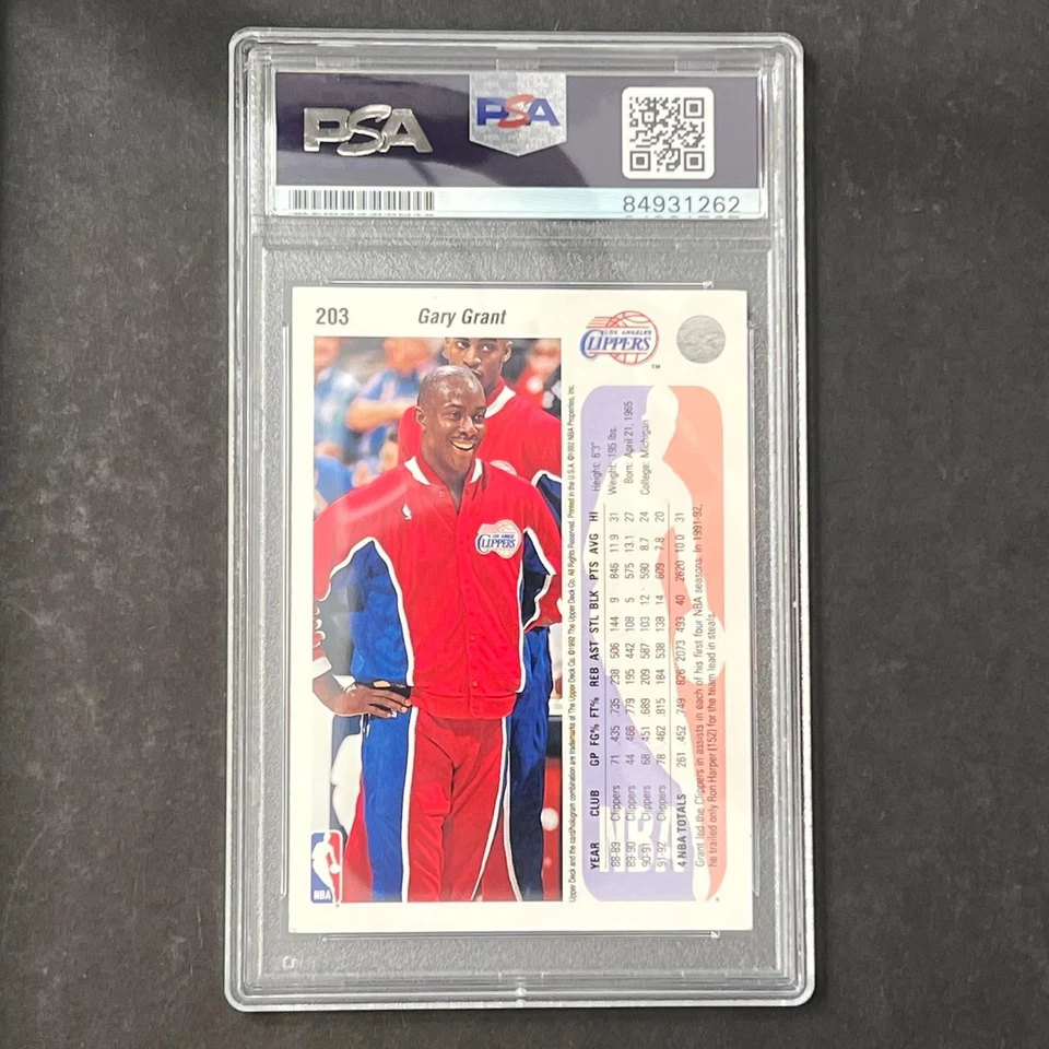 1992-93 Upper Deck #203 Gary Grant Signed Card PSA Slabbed Clippers - Image 2 of 2