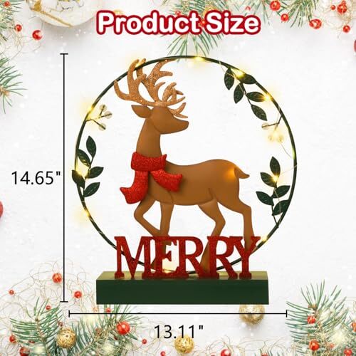 Christmas Decorations for Home Led Lighted Christmas Wreath Elk Decor Rustic - Picture 6 of 8