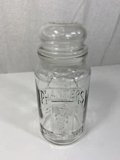 Vintage 75th Anniversary Mr Peanut Planters Collectible Glass Jar Canister 1981 