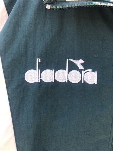 Vtg Diadora Men’s Size MEDIUM Green White Nylon Warm Up Track Jacket 1980s - Picture 2 of 7