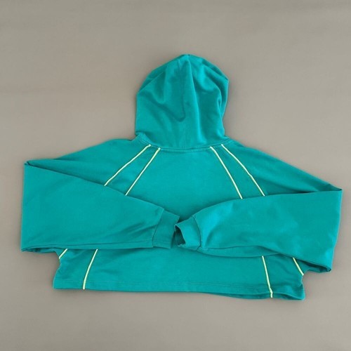 Jordan Teal Cropped Hoodie with Neon Piping Athletic Sporty Streetwear Size L - Picture 5 of 8