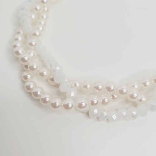 Vintage RMN 3 Multi Strang weiß GLAS Faux Perle Perlen Halsband Halskette 18-21" - Bild 6 von 12