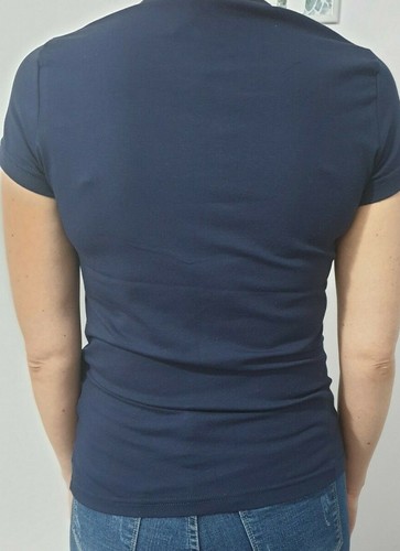 Women's ROBERTO CAVALLI Navy Reptile Effect T-shirt with Logo, size S - Picture 4 of 6