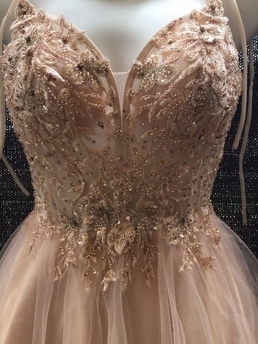 CINDERELLA DIVINE Prom Tulle Dress Homecoming Short Shimmering Gold Mesh Size XS - Picture 7 of 11