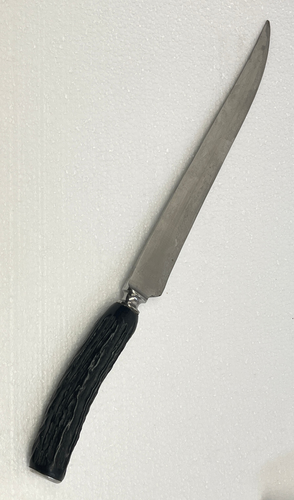 Cuchillo para tallar vintage universal con mango de asta negra