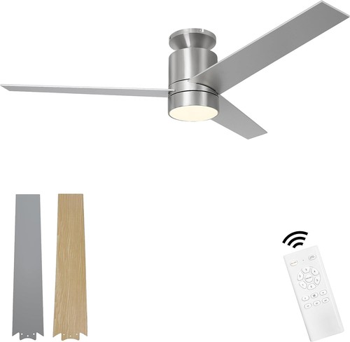Satin Nickel Flybull 52 Inch Ceiling Fan NIOB - Picture 2 of 3